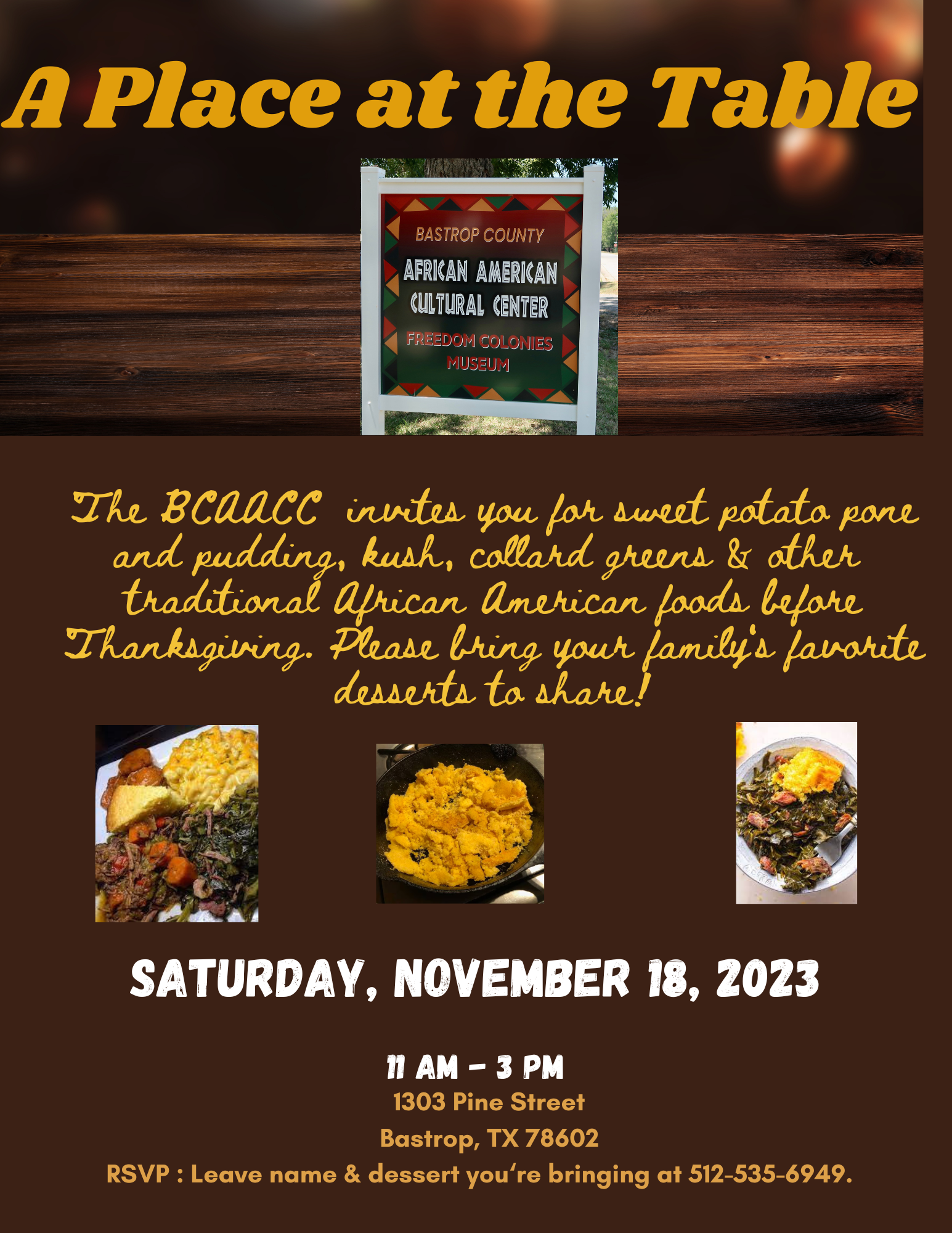 A Place at the Table Thanksgiving flyer